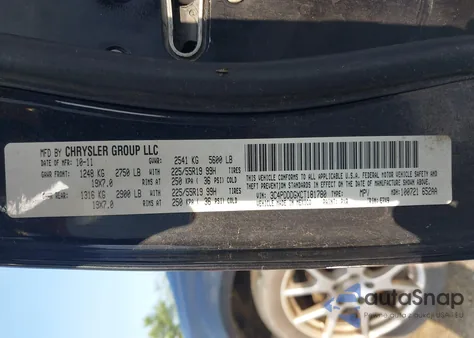 2012 Dodge Journey Crew z USA, uszkodzony, nr VIN 3C4PDDDGXCT181780